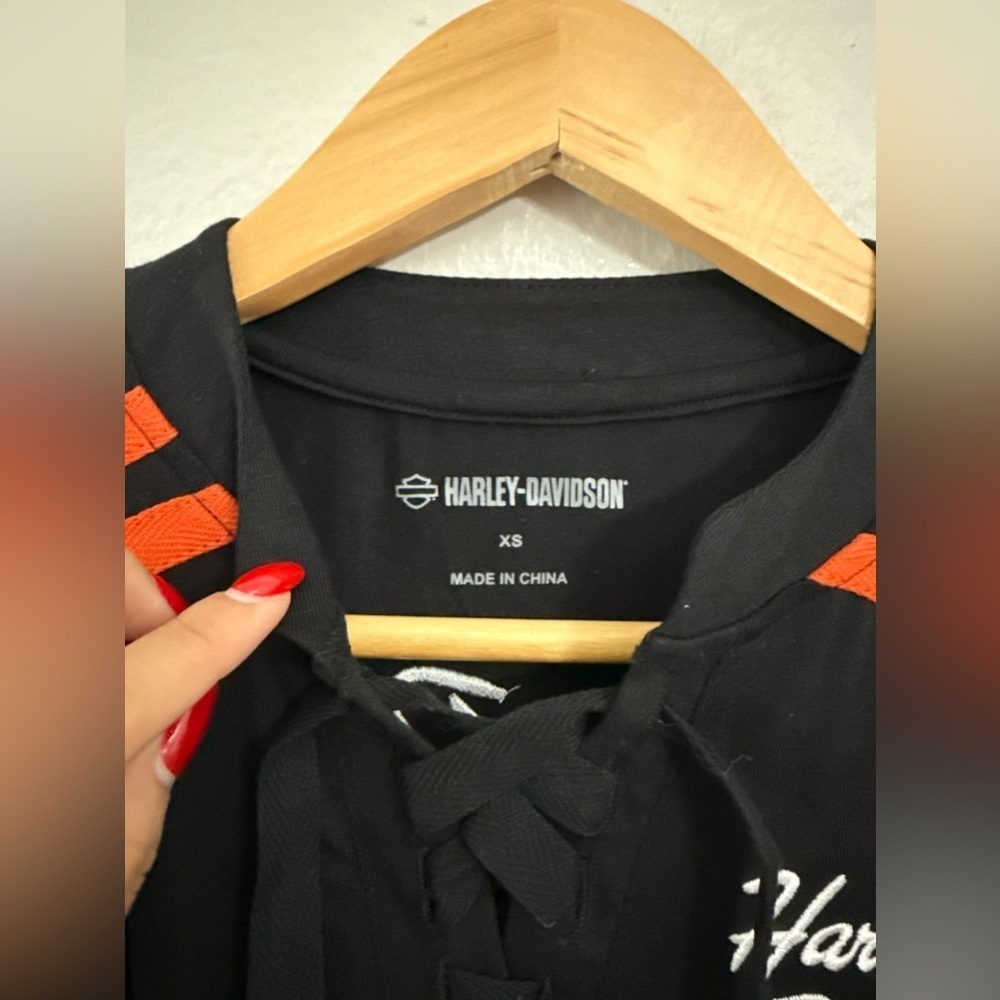 Harley Davidson Women's Iconic Laced Front Henley - Picture 6 of 8